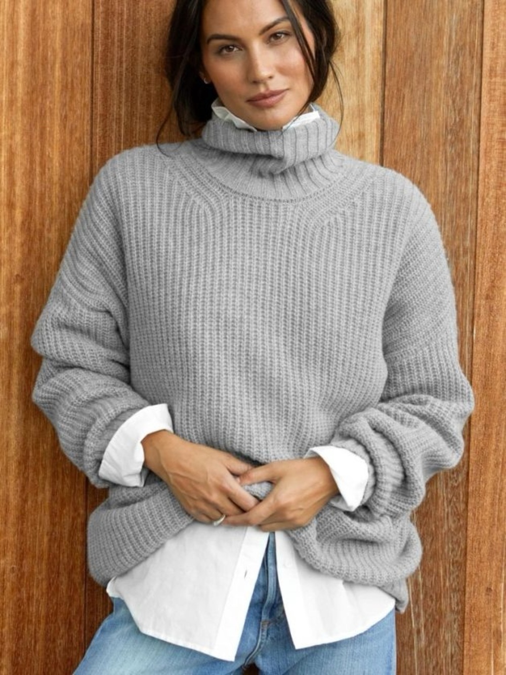 Outerknown Cashmere Turtleneck Sweater Women’s Size S Pullover Oversized Gray